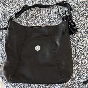 Isaac Mizrahi Black Leather Shoulder Bag